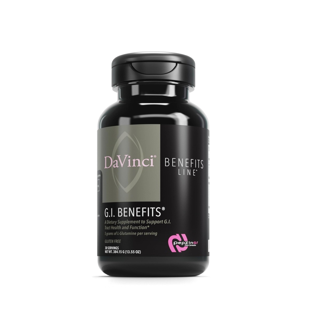DAVINCI Labs GI Benefits - Supplément de santé digestive en poudre avec du zinc et de la L-glutamine* - Soutien du système immunitaire et de la digestion saine* - Supplément de santé gustative pour les hommes et les femmes - 30 portions (384,15 g)