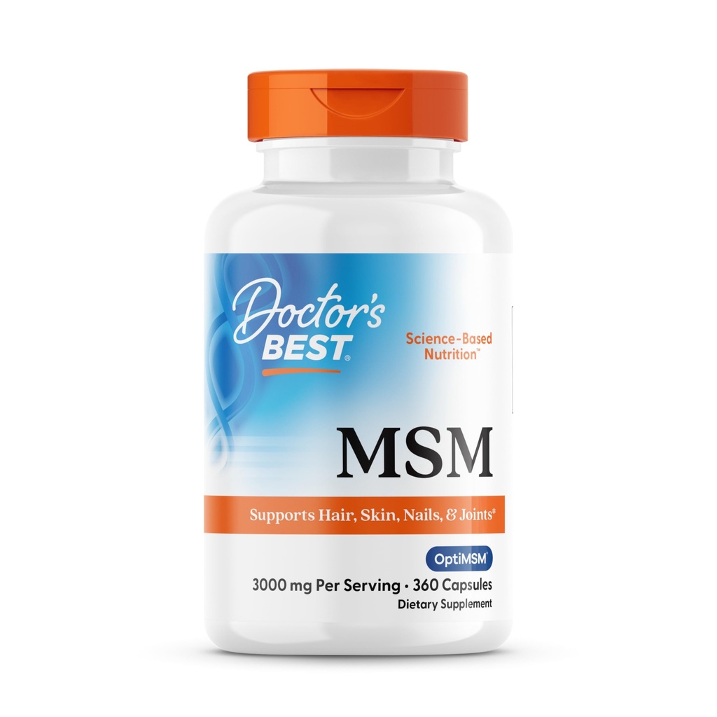 Doctor's BEST MSM, Unterstützt Haar, Haut, Nägel, & Gelenke, Non-GMO, Glutenfrei, 3000 mg pro Servierung, 360 Kapseln