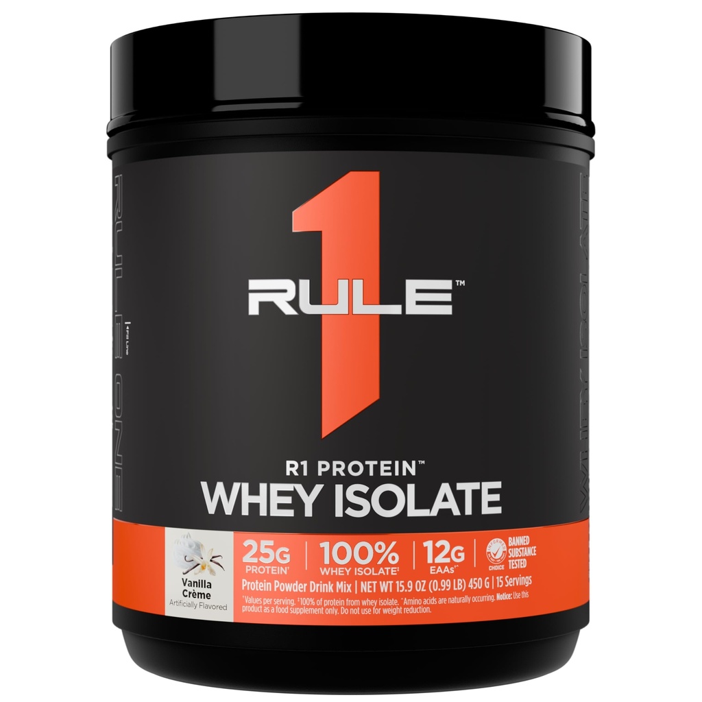 Règle 1 Isolation de lactosérum R1 - avec 25g Protéines et 6g BCAA Exclusivement à partir de sources isolées et hydrolysées pour la récupération d'entraînement (1 livre*, crème de vanille)