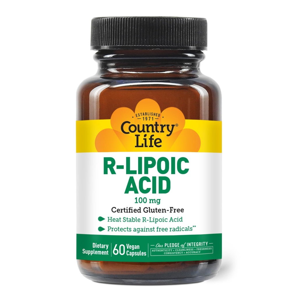 Country Life R-Alpha Lipoic Acid Complex 300mg - Alpha-Lipoic Acid 270mg & R-Lipoic Acid 30mg - Antioxidant Support - No Yeast, Corn, Wheat, Soy, Gluten, Milk - Alpha Lipoic Acid Supplement