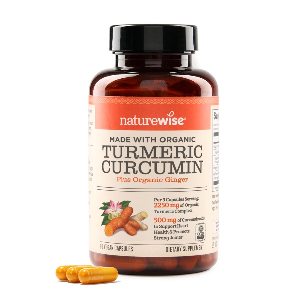 NatureWise Curcumin Turmeric 2250mg - 95% Curcuminoide & BioPerine Black Pepper Extract for Advanced Absorption - Daily Joint and Immune Health Support - Vegan, Non-GMO, 90 Count[30-Day Supply]
