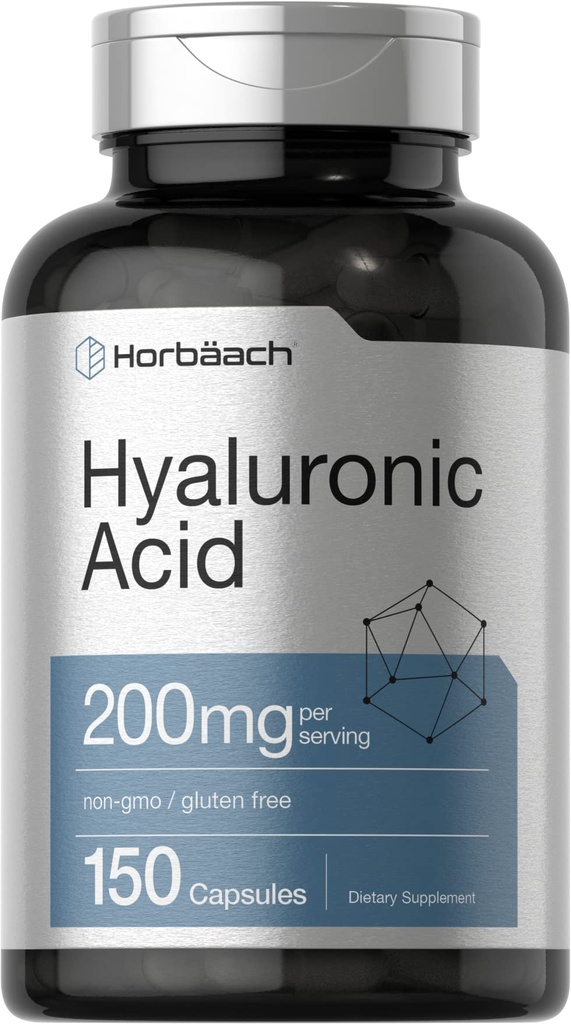 Horbäach Hyaluronsäure-Ergänzung | 200 mg | 150 Kapseln | Non-GMO und glutenfreie Ergänzung