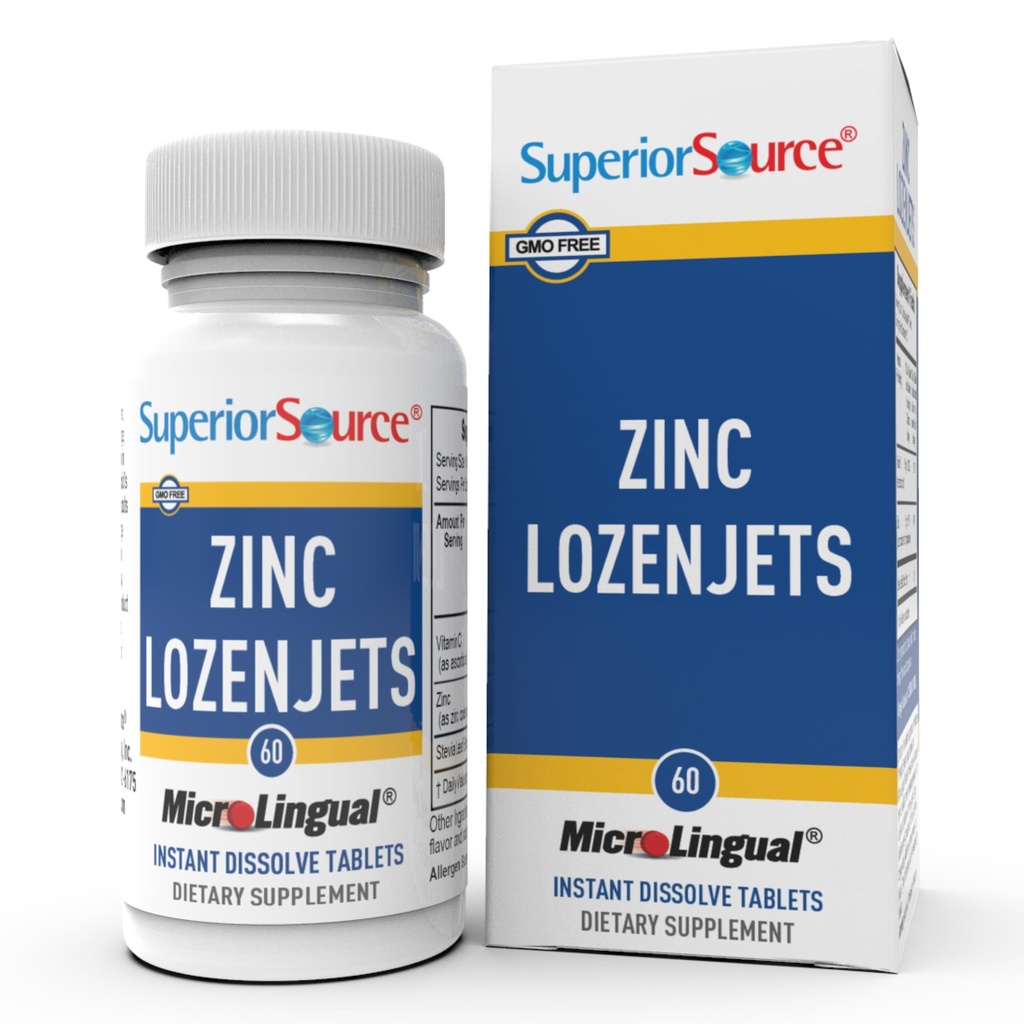Überlegene Quelle Zink Lozenjets - Immunsystem-Supplement - Trace Mineral Supplement Aids Systems & Functions - Zink-Supplement für Frauen und Männer - 60 Instant Dissolve Tablets