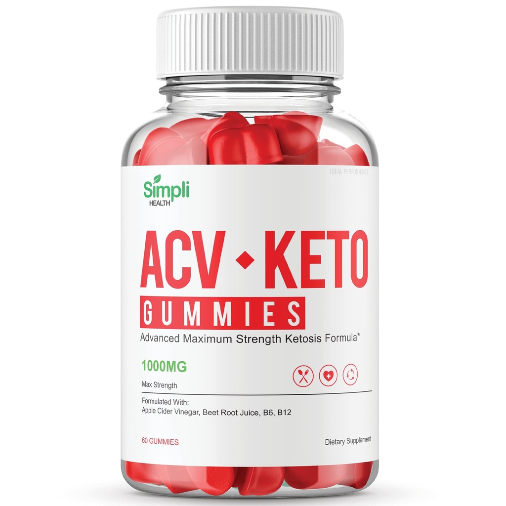Simpli Health ACV Keto + Gummies, SimpliHealth ACV Keto Ergänzung Gummis - Maximale Stärke, Simpli ACV Gummys, Alle natürlichen Unterstützung Erweiterte Formel, SimpliACV Gummy Bewertungen (60 Gummi)