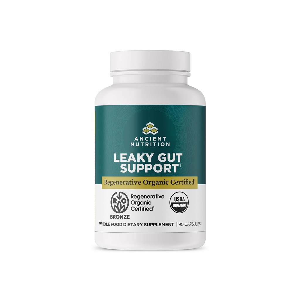 Complément de santé Gut de la nutrition ancienne, Capsules de Gut certifié biologique régénérative, formule avec la Mane de Lion, Racine de réglisse fermentée et Spearmint, Sans gluten, Paléo et Keto Friendly, 90