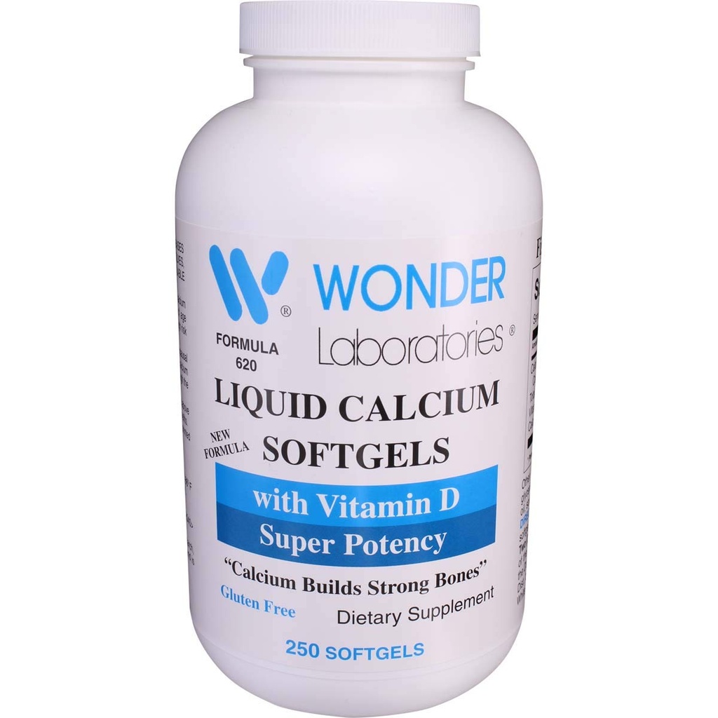 Wunder Laboratories Liquid Calcium Softgels | w/Vitamin D3 Super Potency