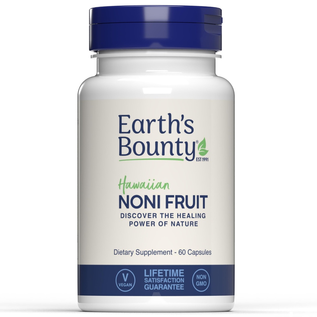 Earth's Bounty Hawaiian Noni Fruit Capsules - 60 Veggie Caps - Gesundes Immunsystem & Joint Health Support - 100% Natural & Pure Noni - Vegetarisch