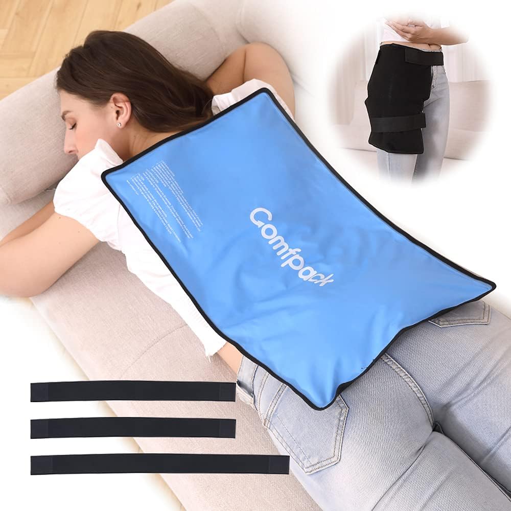 Paquet de glace XL pour blessures Réutilisable, Paquet de froid chaud flexible 21.7 x 13 avec 3 paillettes pour le dos complet, l'épaule, le genou, l'emballage froid Douleur de soulagement pour gonflement, Bruises, Douleur musculaire, Inflammation