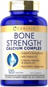 Carlyle Bone Strength Calcium Complex Supplement | mit Vitamin D3, Magnesium, K2, Zink & Boron | 120 Kapseln | Non-GMO, Glutenfrei