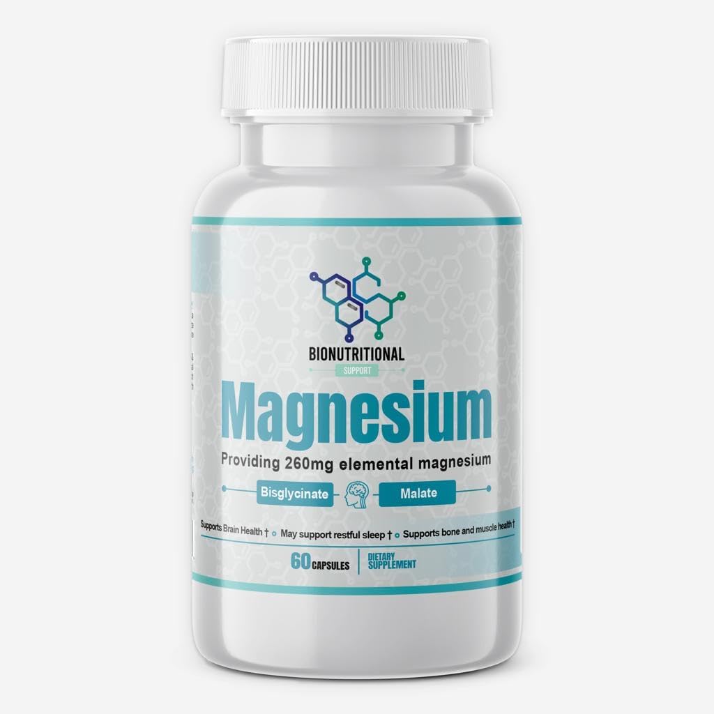 Magnesium, Bisglycinate, Malate, for Brain, Sleep, Stress, Bone and Muscle, Energy