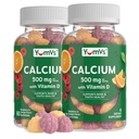 YumVs Kalzium 500mg mit Vitamin D3 - Raspberry & Orange Flavor Kalzium Vitamin D Gummis, Kaubare Kalzium-Ergänzung für Kinder & Erwachsene, Vitamin D Kalzium Gummi (60 Count (Pack von 2))