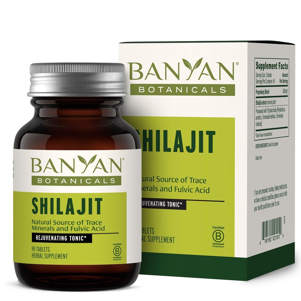 Banyan Botanicals Shilajit – Organic and Sustainable Mineral Pitch – Mineral-Rich Shilajit Ergänzung für natürliche Entgiftung und gesunde Alterung* – 90 Tabletten – Non GMO Sustainable Sourced Vegan
