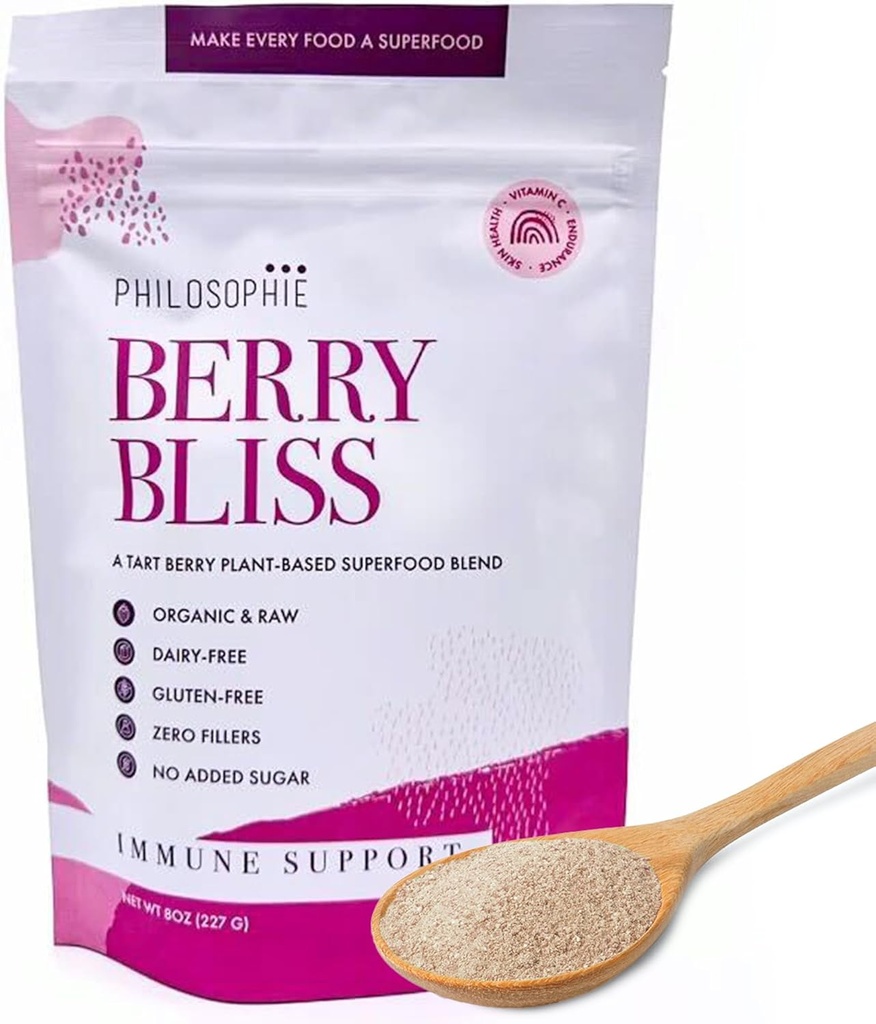 Poudre à base de plantes de Philosophie - Poudre de protéines végétaliennes avec protéines de riz, poudre de racine de maca et baie d'açai - Mélange de superaliments sans produits laitiers biologiques - Poudre de protéines sans édulcorants artificiels