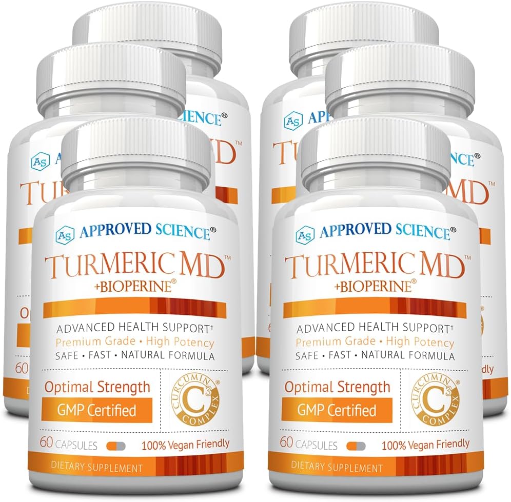 Genehmigte Wissenschaft Turmeric MD - mit BioPerine & 95% Standardisierte Kurkuminoide - 360 Kapseln (6 Monate Versorgung)