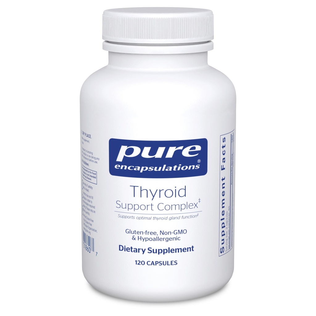 Encapsulations pures Complexe de soutien thyroïde - soutient la santé thyroïde* - Infusion antioxydante - avec Ashwagandha & Iodine - Non-OGM & Végétarien - 120 Capsules