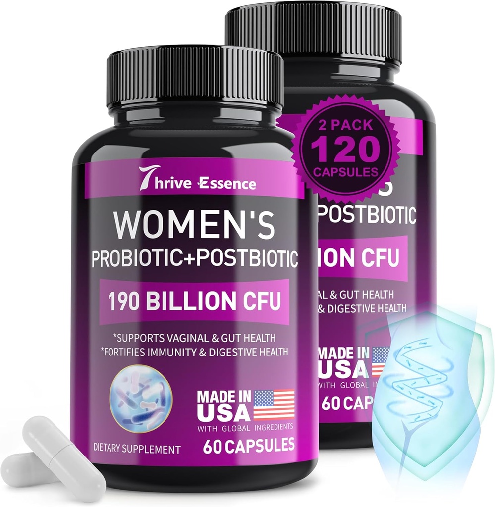 Probiotika für Frauen 190 Billion CFU - 10 Strains & Postbiotika für Wowen- Immune, Digestive, Gut, Vaginal & Urinary Health, PH Balance- Unterstützt Okkasso, Gas & Bloating, 120 Kapsel