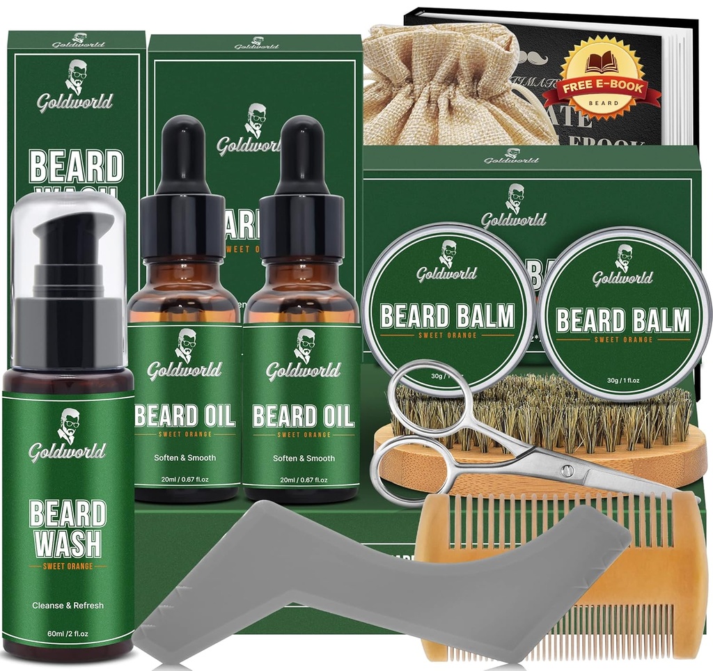 Kit de bardeaux,Kit de bardeaux w/2 Pack d'huile de bardeaux & 2 Pack de baume de bardeaux,Noël Stocking Stouffers Cadeaux pour hommes Lui mari papa petit-ami,Kit de rasage w/Barde brosse de peigne