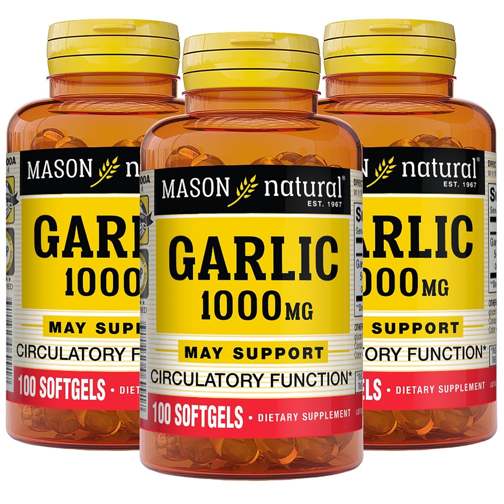 MASON NATURAL Knoblauch Öl 1000 mg, 300,Day Supply Softgels, Unterstützt normale Circulatory Funktion, 3 Pack