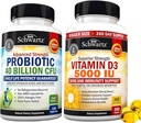 Hohe Stärke Vitamin D3 5000 IU 125 mcg (1 Jahr Versorgung) Plus 40 Billion CFU Tägliche probiotische Ergänzung (2 Monate Versorgung)