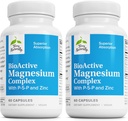 Terry Naturally BioActive Magnésium Complex - Bone & Heart Health Support - Supplément avec la vitamine B6, Zinc & Magnésium - Pyridoxal-5-Phosphate Végétalienne Supplément - 60 Capsules (Pack de 2)