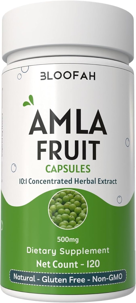 Amla Fruit Capsules 500mg | Concentrated 10:1 Extract Phyllanthus emblica | Natural Herbal Supplement | Non-GMO, Gluten-Free | Traditional Wellness Formula (120 Count (Pack of 1))