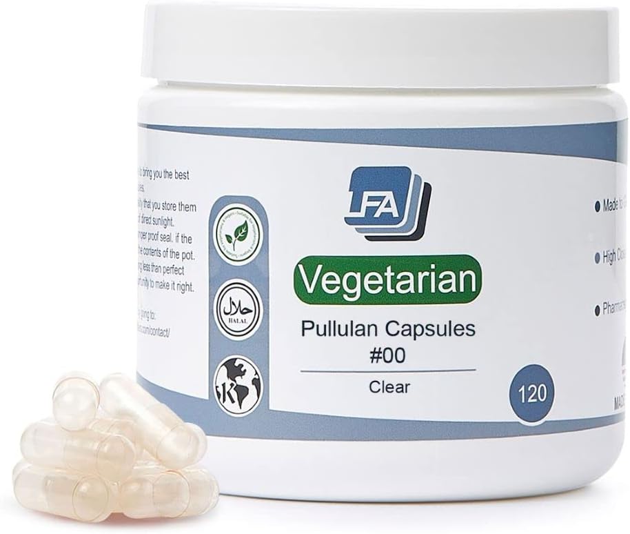 Empty 00 Capsules - Vegan Pullulan - 120 Count Vegetarian Capsules Empty - Joined Fillable 00 Vegetable Pill Capsules - Veggie Caps for DIY Vitamin Capsule Filling Kit - Halal Kosher Tapioca