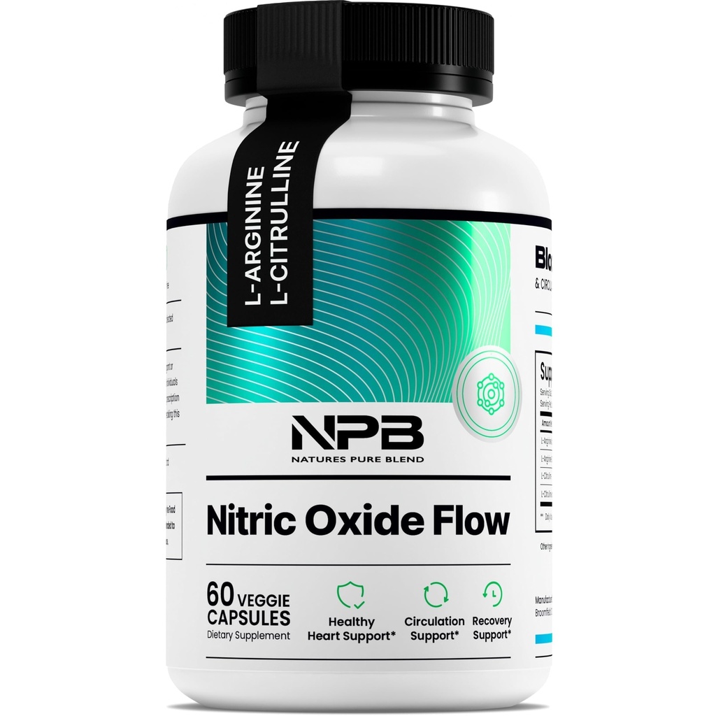 Nature's Pure Blend Nitric Oxide Ergänzungen für Männer – L-Arginin L-Citrulline – Herzunterstützung & Flow Zirkulation Booster – 1500MG L Arginine und L Citrulline, Preworkout, Bodybuilding