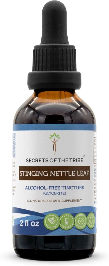 Secrets of the Tribe Stinging Nettle Leaf Alcohol-Free Liquid Extract, Stinging Nettle (Urtica Dioica) Getrocknete Blatt Tinkture Supplement (2 FL OZ)