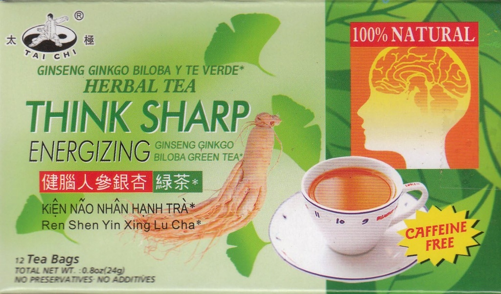 Tai Chi pense Sharp Thé énergétique (Ginseng Ginkgo Biloba) 12 sacs