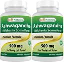 Best Naturals 2 Pack Ashwagandha Kapseln für entspannende Stress und Stimmung, 500 mg, 120 Count (Gesamt 240 Kapseln)