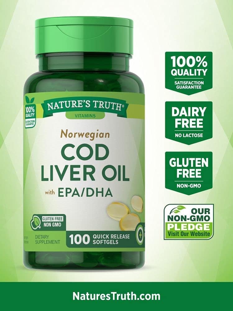 Nature's Truth Supplément alimentaire à l'huile de foie de morue norvégienne - 100 Softgels, pack de 6