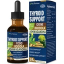 Drops de soutien thyroïde - Supplément d'iode liquide, Gotas de YODO y Selenio para Tiroides, Con Rodiola Semenovii y Ortiga, Fight Brain Fog w/Ashwagandha & Rhodiola Extrait Teinture.2 oz