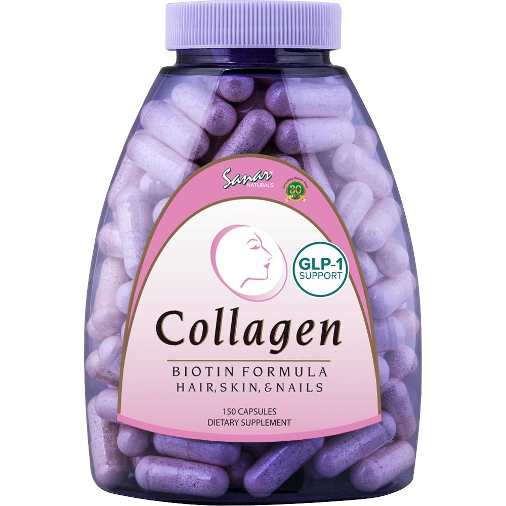 Sanar Naturals Collagen Pillen mit Biotin, Vitamin C - Unterstützt gesundes Haar, Haut und Nägel - Boost Hair Growth & Strong Nails - Collagen Biotin Supplement, 150 Kapseln