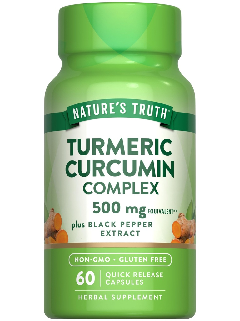 Nature's Truth Kurkuma Curcumin mit schwarzem Pfeffer Extrakt | 60 Kapseln | Non-GMO und Gluten kostenlose Complex Supplement