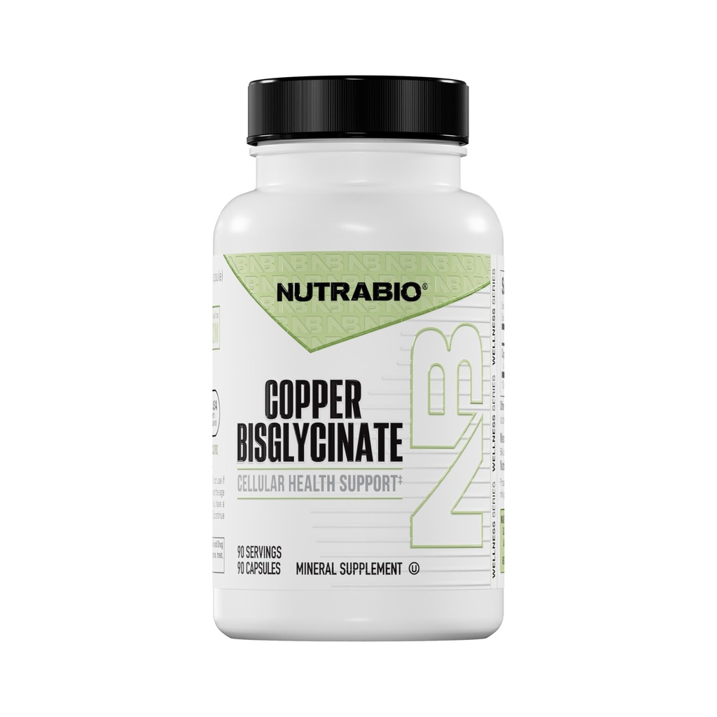 NutraBio Chelat Kupfer Bisglycinat Ergänzung (3mg), Immununterstützung - Kupfer Ergänzung- 90 Kapseln