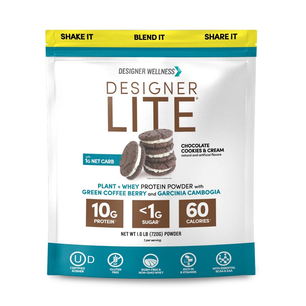 Designer Wellness, Designer Lite, Low Calorie Natural Protein, Prebiotic Fiber, Key Vitamins & Minerals, Schokolade Cookies & Cream, 25.6 Unzen