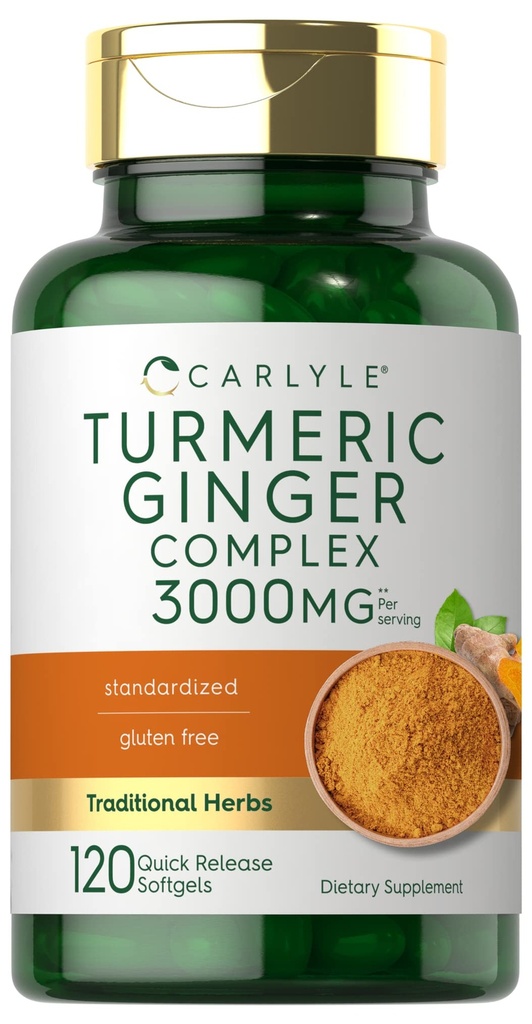 Carlyle Turmeric et supplément au gingembre 3000 mg de 120 gélules Softgel