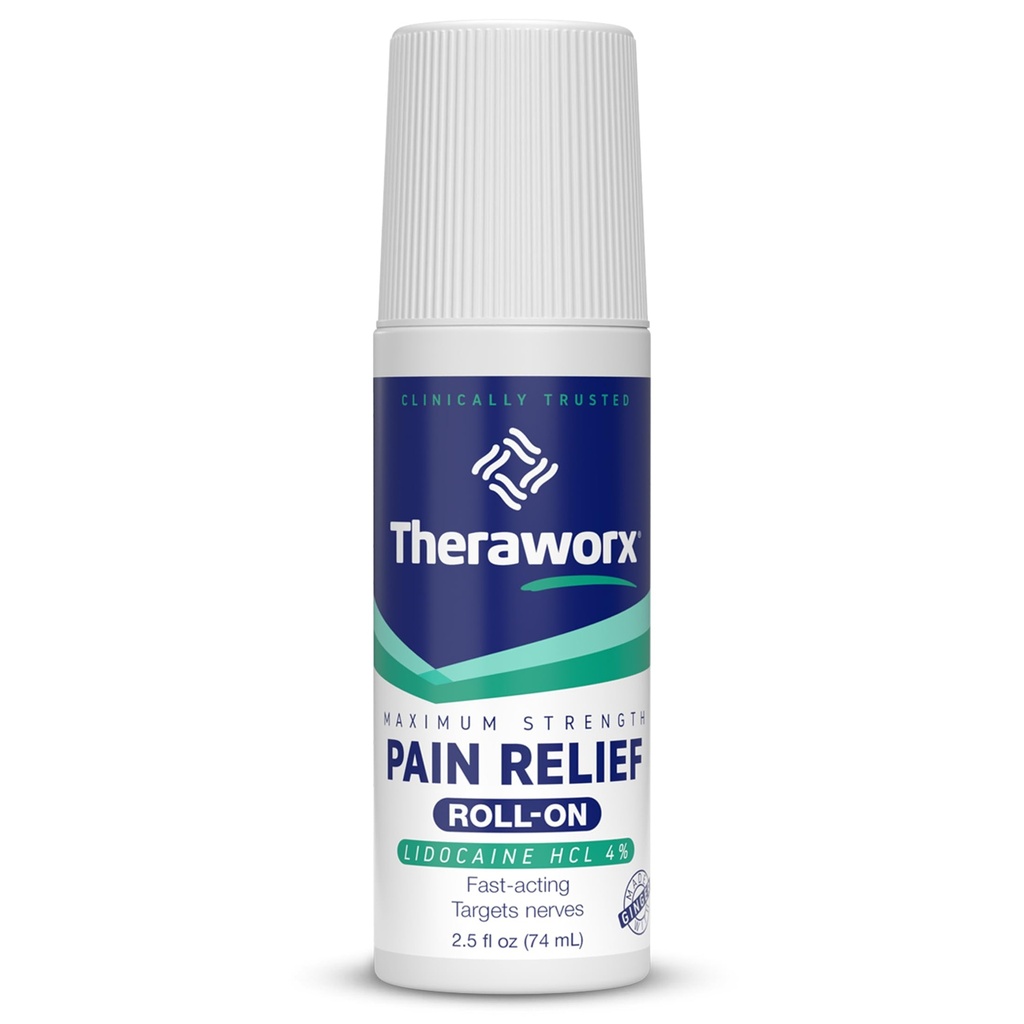 Theraraworx maximum de la force Pain Relief Roll-On avec la lidocaïne, action rapide - 2,5 Oz - 1 Compte