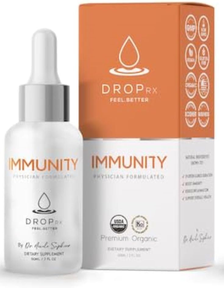 DropRx Immunität von Dr. Nicole Saphier – Elderberry, Echinacea & Garlic Supplements für Immunsystemunterstützung, Organic, Non-GMO, Vegan, Gluten-Free, Kosher, Made in USA (2 Fl Oz)