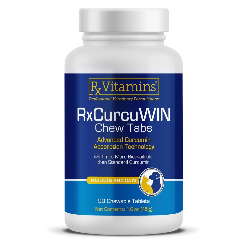 Rx Vitamines CurcuWIN - Curcumine pour chiens et chats - Vitamines et suppléments, Allergie Relief - Fournit Immune Support & Aides Soutien digestif - Joint Supplément - 90ct