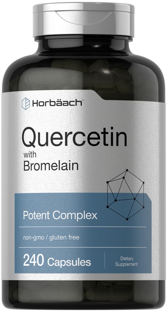 Horbäach Quercetin mit Bromelain Ergänzung | 240 Kapseln | Non-GMO und Gluten kostenlos