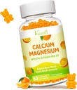 Calcium Magnesium Zink-Gummi mit Vitamin D3 und K2, hohe Absorption Magnesium-Glycinat-Kalium für Immun- und Kalm-Mood, Vegan Orange Flavor 60 Gummis