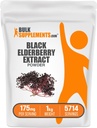 BulkSupplements.com Elderberry Extract Powder - Elderberries Sourced from Black Elderbrry, Immun Support Supplement - Glutenfrei - 175mg pro Servierung, 1kg (2.2 lbs) (Pack von 1)
