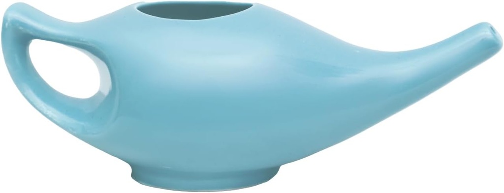 Keramik Neti Pot für Nasal Reinigung | Natürliche Sinus Infektion Behandlung | Enthält 10 Sachet Neti Salz | 225 Ml. (7.6 FL Oz) Kapazität | Blaue Farbe