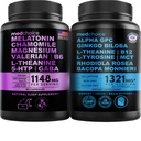 MEDCHOICE Sleep Melatonine (90ct) et Cerveau Nootropique (60ct) Supplément Bundle - Wellness Duo pour le sommeil, le cerveau, la concentration et l'humeur - Vegan, non-OGM, sans gluten