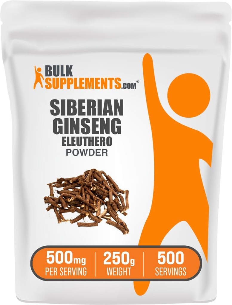 BulkSupplements.com Eleuthero Powder - Sibirisches Ginseng Powder, Eleutherococcus senticosus, Ginseng Kräuterergänzung - Glutenfrei, 500mg pro Servierung, 250g (8.8 oz) (Pack von 1)