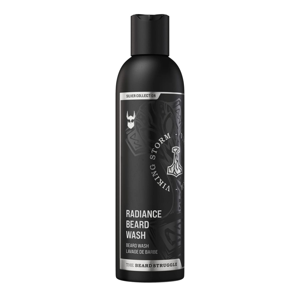 Lavage de la barbe radiante de la lutte - Soin de la barbe profondément propre et hydraté - Shampooing de la barbe viking pour hommes (8 Fl oz) - Collection argent- Collection or - Collection platine
