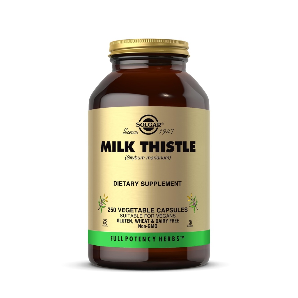 Solgar Milk Thistle - 250 Gemüsekapseln - Volle Potenz (FP) - Non-GMO, Vegan, Glutenfrei, Dairy Free, Kosher - 250 Servierungen