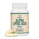 Acide alpha lipoïque 600mg par portion, 60 Capsules (Tiers Testés, Non-OGM, Sans gluten, Sans Vegan) Potent Antioxydant pour la neuropathie et la santé cardiovasculaire (Supplément ALA) par Double Wood