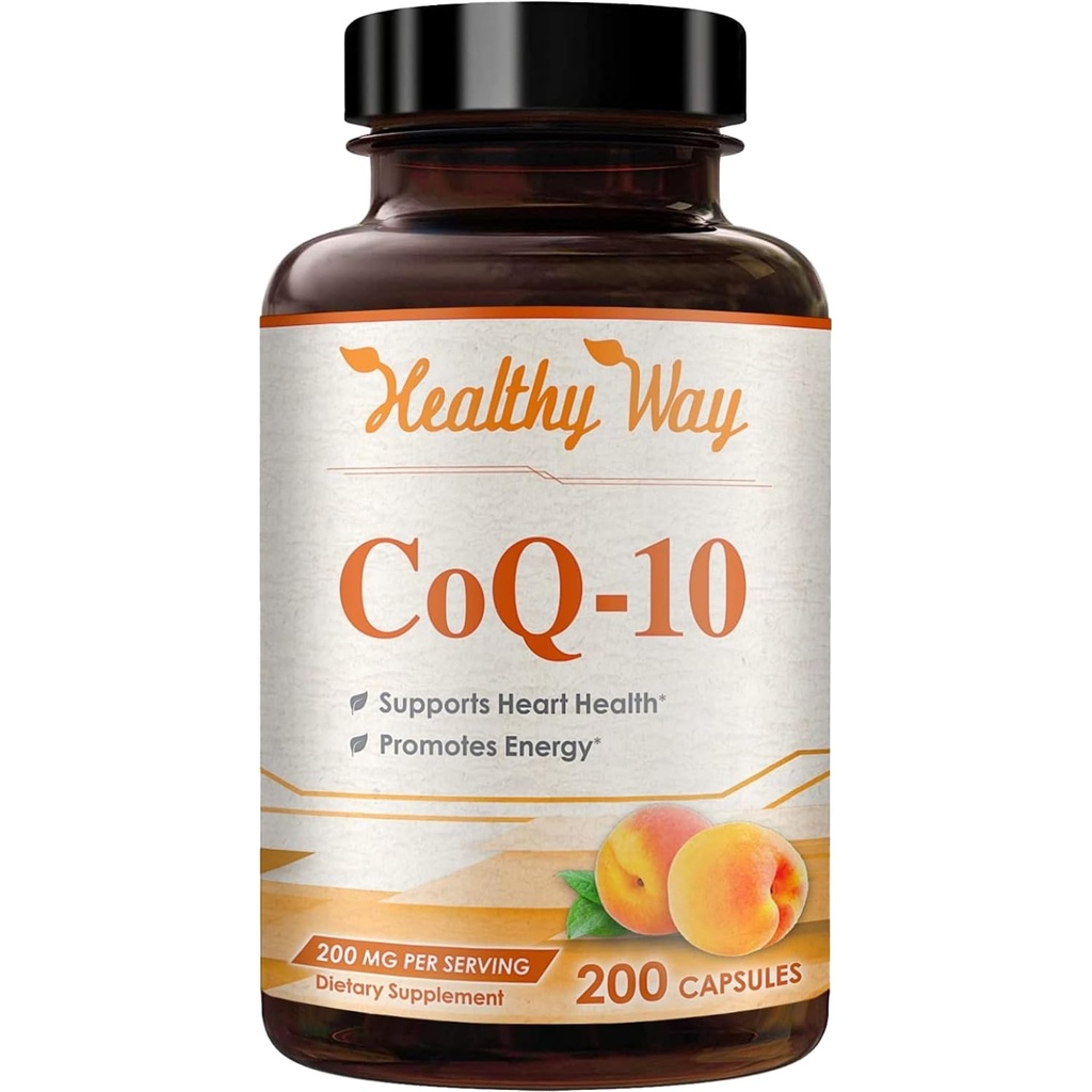 Coenzyme Q10 200mg CoQ10 Supplément -Une fois par jour CoQ10 200mg Capsules en poudre pour la santé cardiaque, l'antioxydant et le soutien énergétique - Non-OGM, Absorption rapide Ubiquinone Q10 Coenzyme (Single)